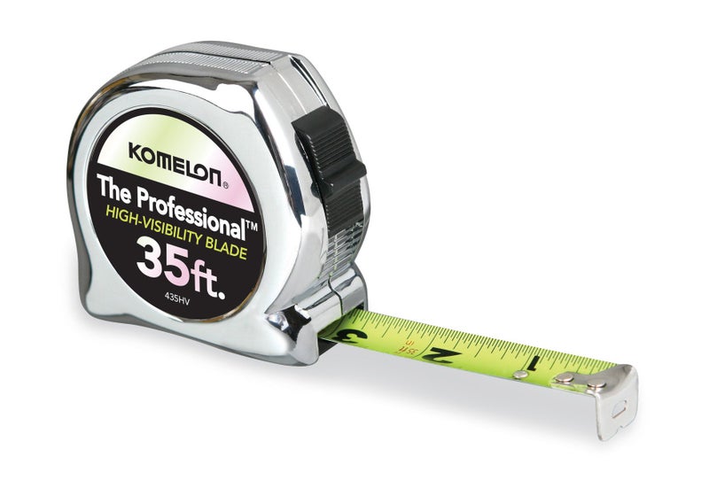 Komelon 435HV High-Visibility Professional Tape Measure, 35-Feet by 1-Inch, Chrome - Image 1